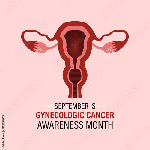  Vector graphic of Gynecologic Cancer Awareness Month is Unite to Educate, Empower, and Save Lives. Increase awareness of cervical, ovarian, uterine, vaginal, and vulvar cancers. Banner poster, social