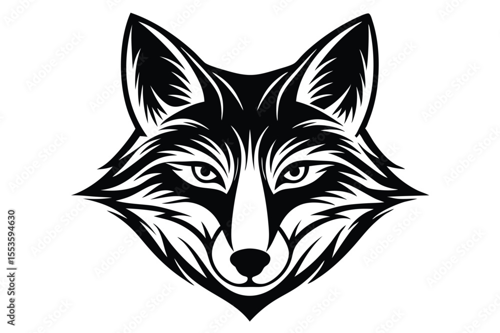 Fototapeta premium Sharp detailed lines render a fox head profile with a sleek and focused demeanor