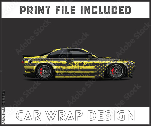Patriotic Car Wrap Design with Print File Included
