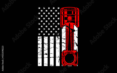 Car Enthusiast American Flag Piston Muscle Car t-shirt quotes svg design