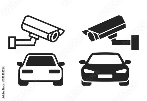 Security camera monitoring vehicles in a parking lot or street