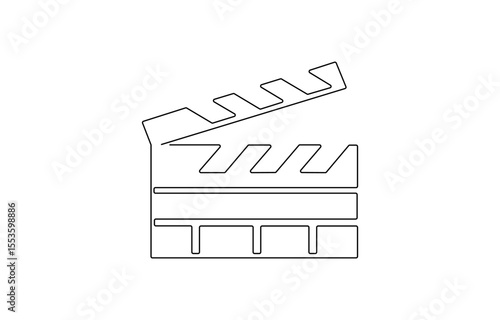 Continuous one line drawing of Film Clapper, Clapper board continuous one line drawing. Movie scene episode production concept, Movie scene episode production concept. Vector illustration isolated on.