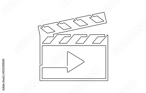 Continuous one line drawing of Film Clapper, Clapper board continuous one line drawing. Movie scene episode production concept, Movie scene episode production concept. Vector illustration isolated on.