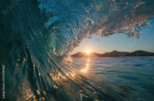 Fototapeta Naklejka Na Ścianę i Meble -  Sunrise through a wave