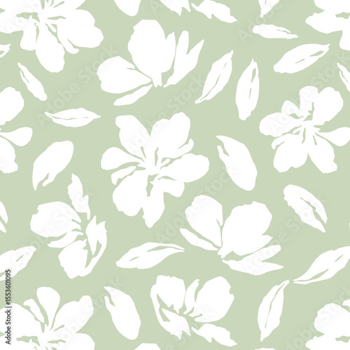 Wallpaper Mural Flowers have organic shape with seamless background. Simple abstract floral pattern. Modern printing. Ideal for textile design, wallpaper, cards, posters and decoration.
 Torontodigital.ca