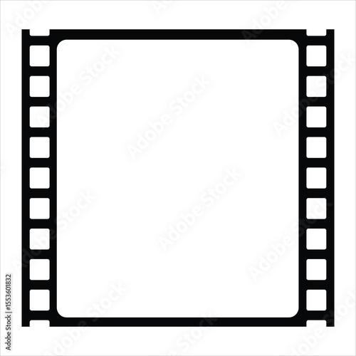 Blank Film Strip Vector Frame – Black and White Retro Movie Border on White Background