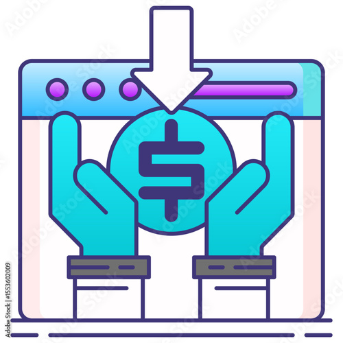 Online Income Icon – Minimalist Vector Symbol for Digital Earnings, Passive Income, and Internet Revenue

