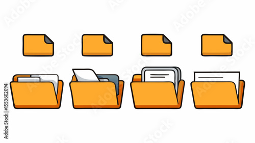 folder file icons progression organization states digital storage illustration design.