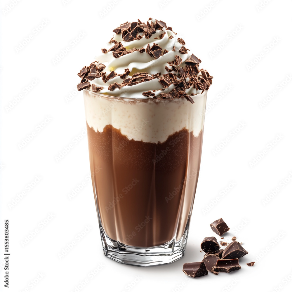 Indulge in a Creamy Chocolate Drink Whipped Cream and Chocolate Shavings Indulge in a Creamy Chocolate Drink Whipped Cream and Chocolate Shavings