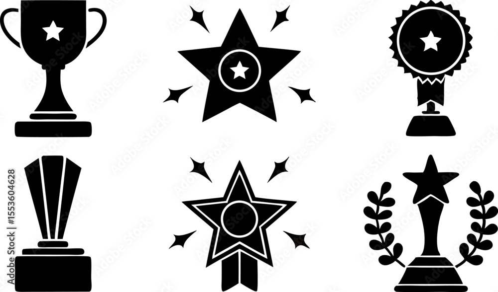 Fototapeta premium achievement icons awards trophies stars and rew.eps