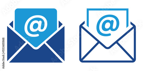 E-mail web Icon Set: Clean and minimalist digital illustrations, showcasing the concept of electronic communication through two distinct email icons.