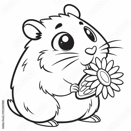  Chubby Hamster a round and chubby hamster holding a sunflower seed, drawn in adorable cartoon