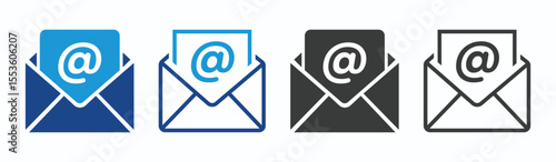 Email web Icons: A collection of stylish email icons, each designed with a clean, modern aesthetic. Perfect for digital communication and online presence.