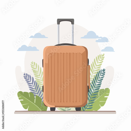 Flat Vector Illustration of Travel Luggage – Adventure Theme in Earth Tones