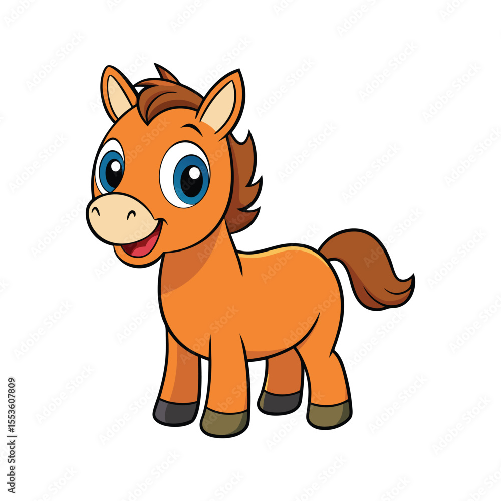 Fototapeta premium Friendly horse character with a playful stance vector illustration isolated on white background
