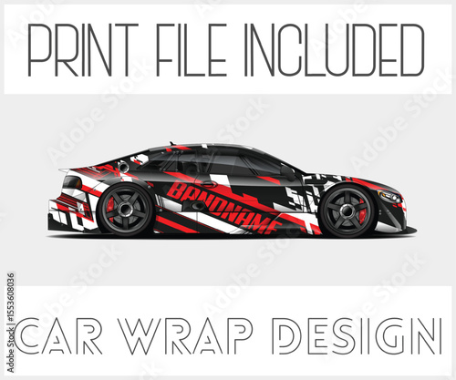 Racing Car Wrap Design with Print File Included
