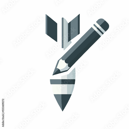 Minimalist Pencil Erasing Bomb Symbol of Peaceful Elimination