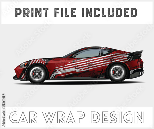 Patriotic Car Wrap Design with Print File Included