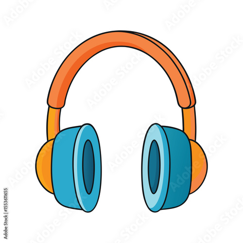 Gaming headphones with padded headband vector illustration isolated on white background