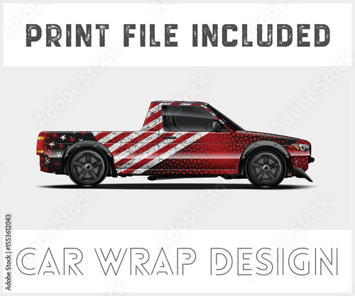 Patriotic Car Wrap Design with Print File Included