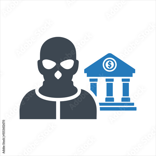 Bank robbery icon. Theft icon