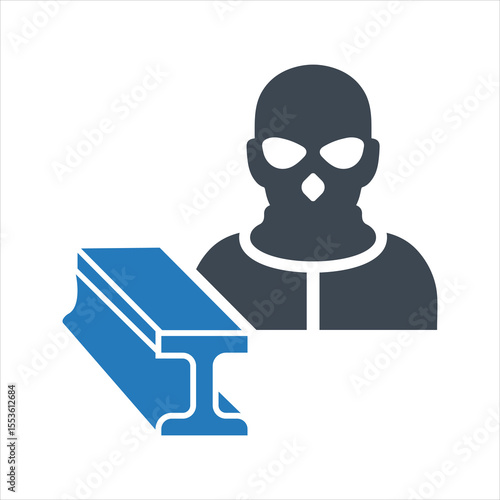Metal theft icon. Steel beam icon