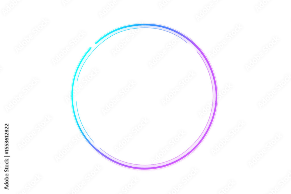 Luminous neon circle radiating ethereal glow, creating futuristic visual element against transparent backdrop Luminous neon circle radiating ethereal glow, creating futuristic visual element against transparent backdrop
