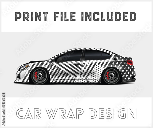 Print File Included Car Wrap Design Black and