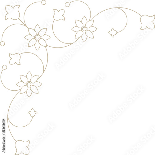 Monoline Decorative Floral Corner 
