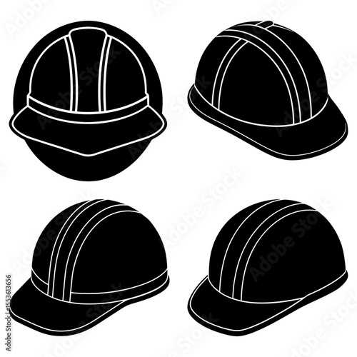 Illustration of four black sweaters with different patterns and necklines in a square arrangement