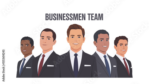 Diverse Business Team Cartoon, Corporate Leadership and Management Illustration