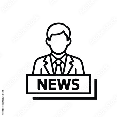 News anchor presenting information behind a news desk with the word news