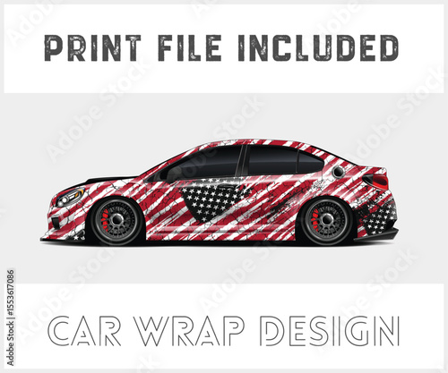 Patriotic Car Wrap Design with Print File Included