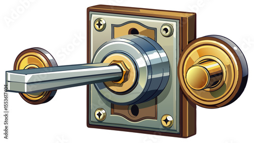 Close up Metal door handle lock isolated on white white background