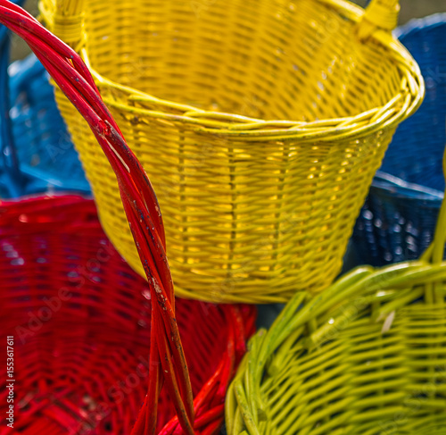 colorful wicker baskets