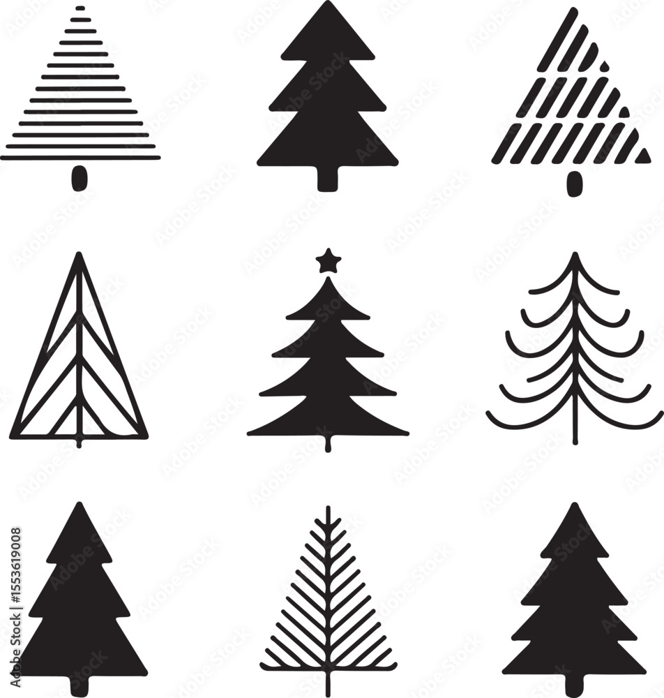 Minimalist Christmas Tree Icons vector on white background Minimalist Christmas Tree Icons vector on white background