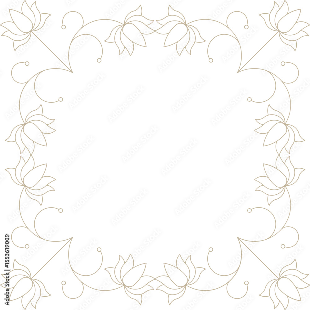 Monoline Floral Decorative Frame Monoline Floral Decorative Frame