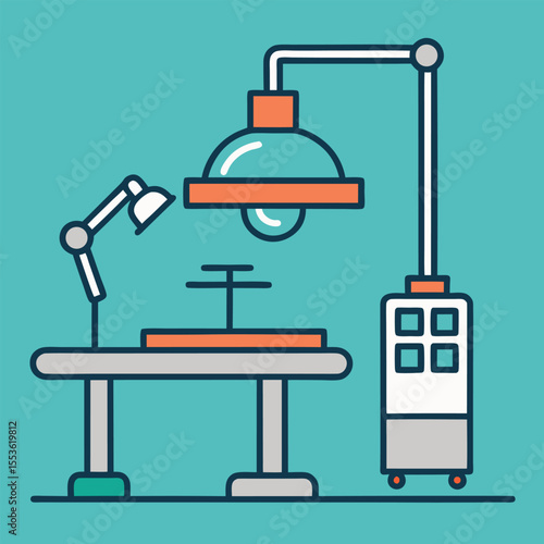Line art vector icon of an operation theater or surgical room setup. Ideal for hospital signage, medical apps, healthcare infographics, and surgery-related visual materials.