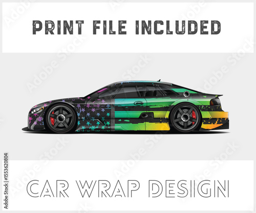 Colorful Car Wrap Design with Print File Included