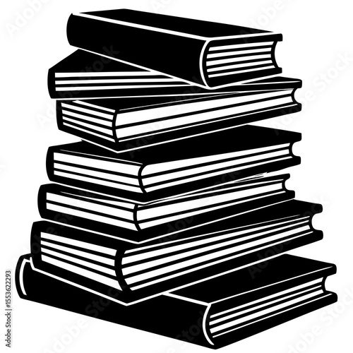 Stack of books silhouette for use in online bookshop designs, learning materials, or literacy campaign merchandise.