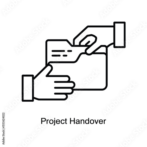 Hands exchanging a folder representing project handover and transfer of responsibility