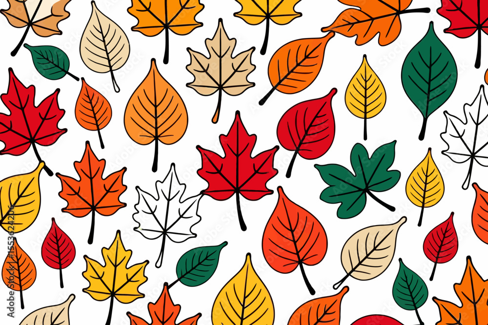 Colorful Autumn Leaves Pattern-Seamless Fall Foliage Design-Seasonal Background with Maple Leaves-Perfect for Scrapbooking and Crafts-Festive Autumn Theme Colorful Autumn Leaves Pattern-Seamless Fall Foliage Design-Seasonal Background with Maple Leaves-Perfect for Scrapbooking and Crafts-Festive Autumn Theme