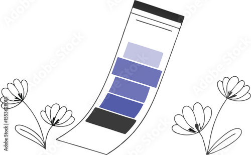 A chemistry-paper style vertical gradient strip where colors and flower silhouettes separate out