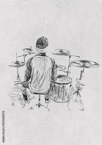 Drummer at the Kit Sketch