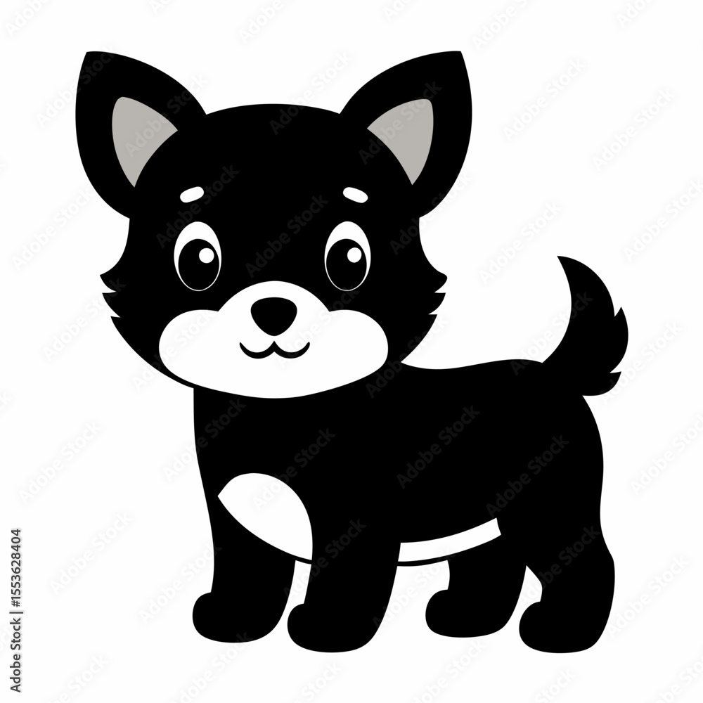 Fototapeta premium new dog baby carton black color silhouette line art vector icon on white background