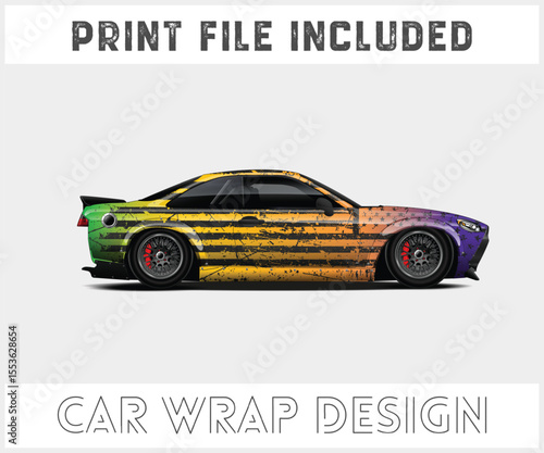 Colorful Car Wrap Design with Print File Included