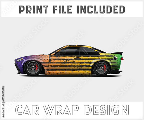 Colorful Car Wrap Design with Print File Included