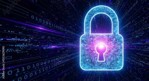 Digital padlock symbolizes cybersecurity and data protection online