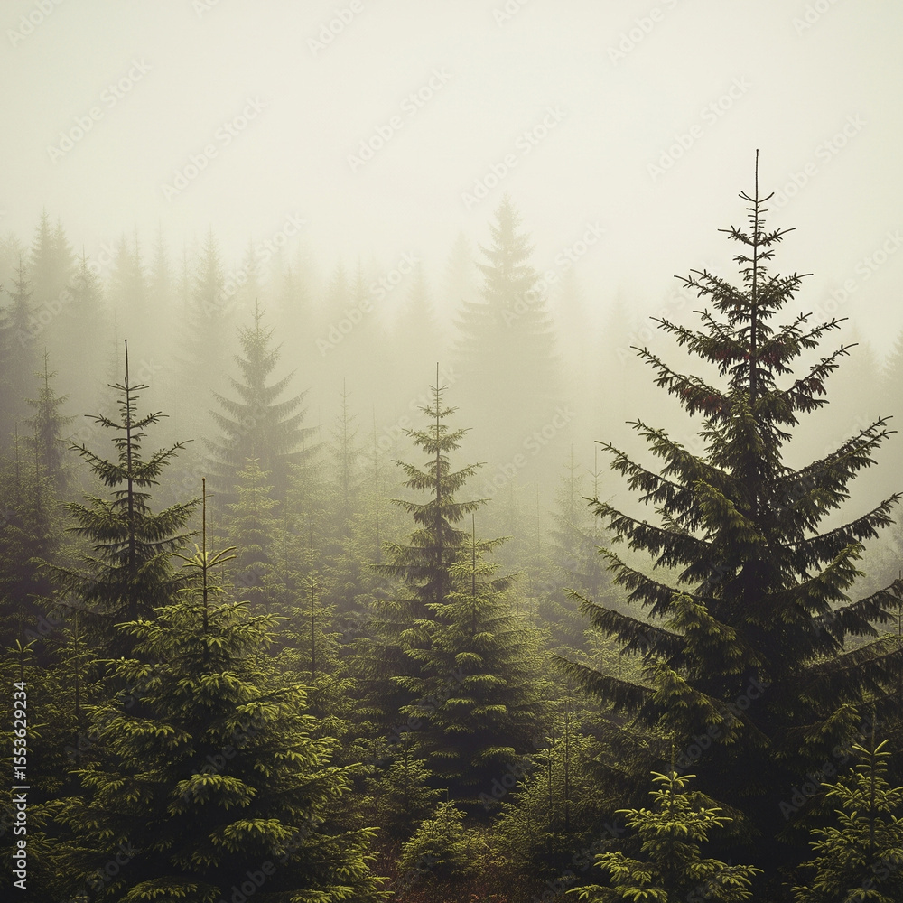 fog morning in the pine forest fog morning in the pine forest