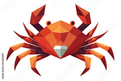 Crab Low Poly Vector Clipart Illustration in Geometric Polygonal Style